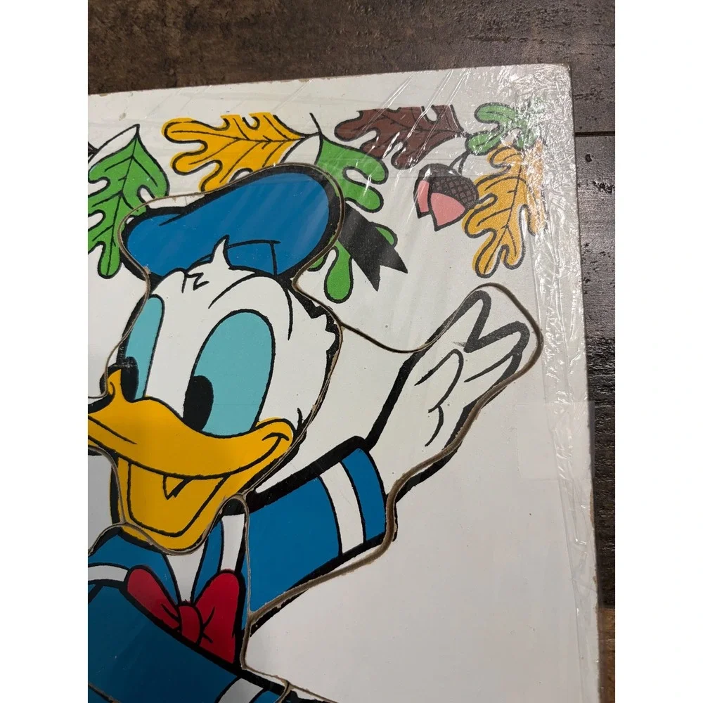 Vintage Playskool Disney Donald Duck Chip n Dale Wood‎ Inlay Puzzle 190-02 9pc